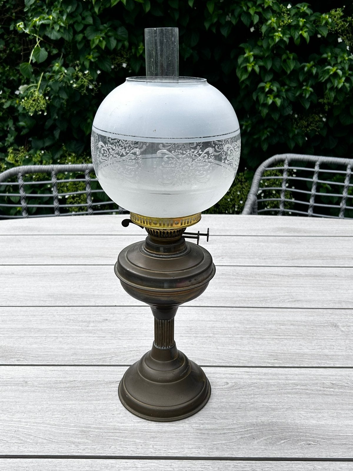 Oude olielamp, Antiek en Kunst, Ophalen of Verzenden