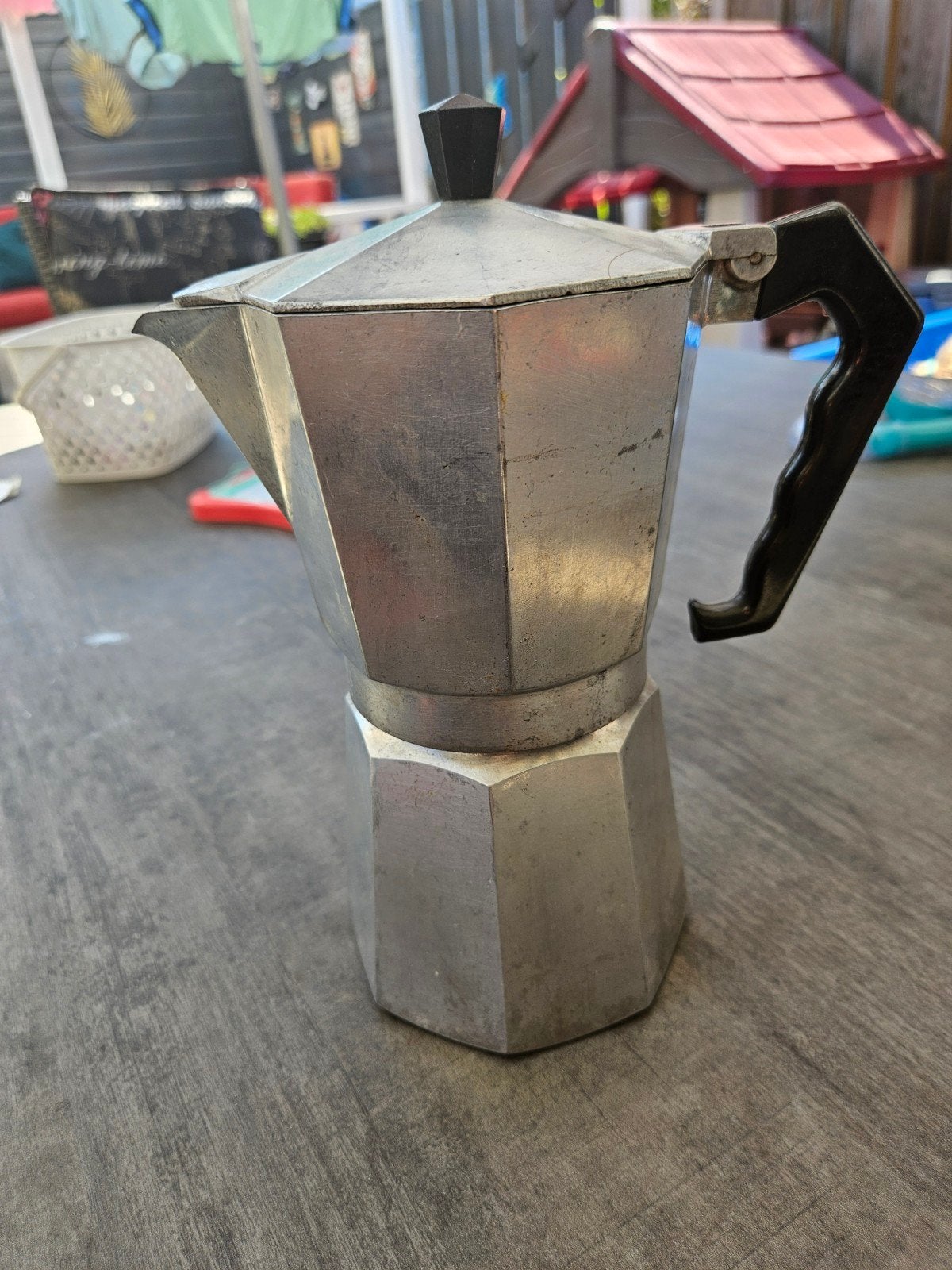 Bialetti Moka Express percolator - zilver en blauw, Ophalen of Verzenden, Gebruikt