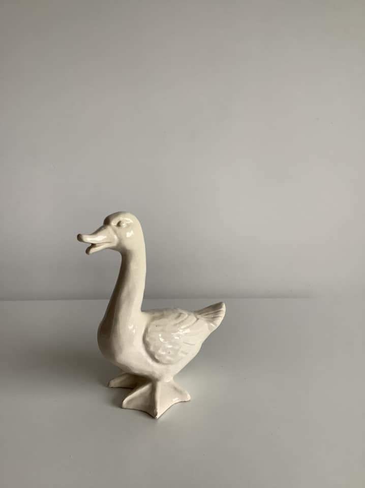 beeld art deco gans in wit keramiek, Antiek en Kunst, Ophalen of Verzenden