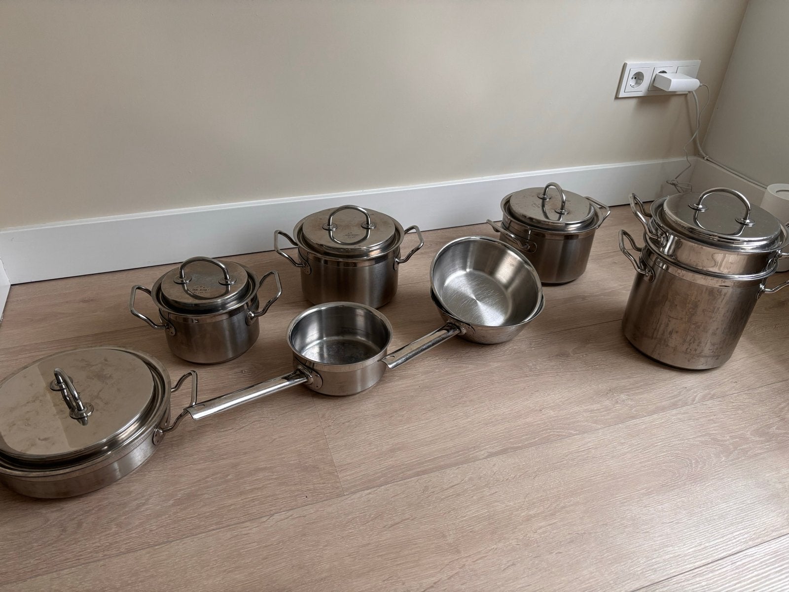 Silga Design Milano Pannenset - Losse pannen ook te koop, Ophalen, Gebruikt, Rvs, Pannenset
