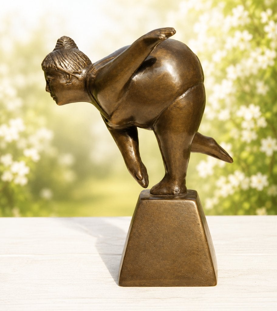 DIKKE DAME / bronzen beeld / gebogen, Antiek en Kunst, Ophalen of Verzenden, Brons, Beeld