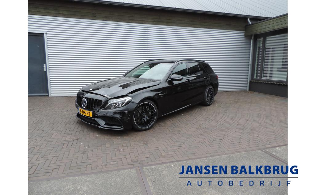 Mercedes-Benz C-Klasse Estate AMG 63 Edition 1 panoramadak z, Auto's, Mercedes-Benz, Automaat, Achterwielaandrijving, Zwart, Leder