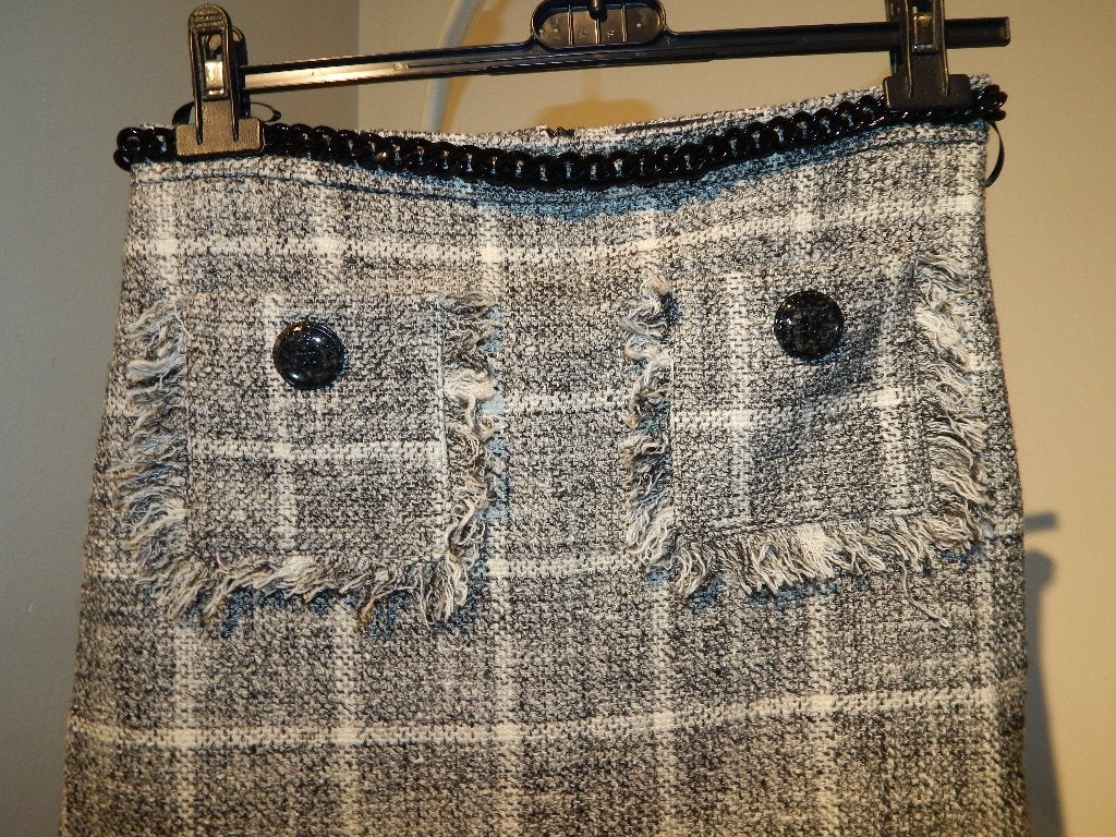 Elisabetta Franchi boucle achtige rok zwart wit ketting IT44, Kleding | Dames, Maat 38/40 (M), Zo goed als nieuw, Boven de knie