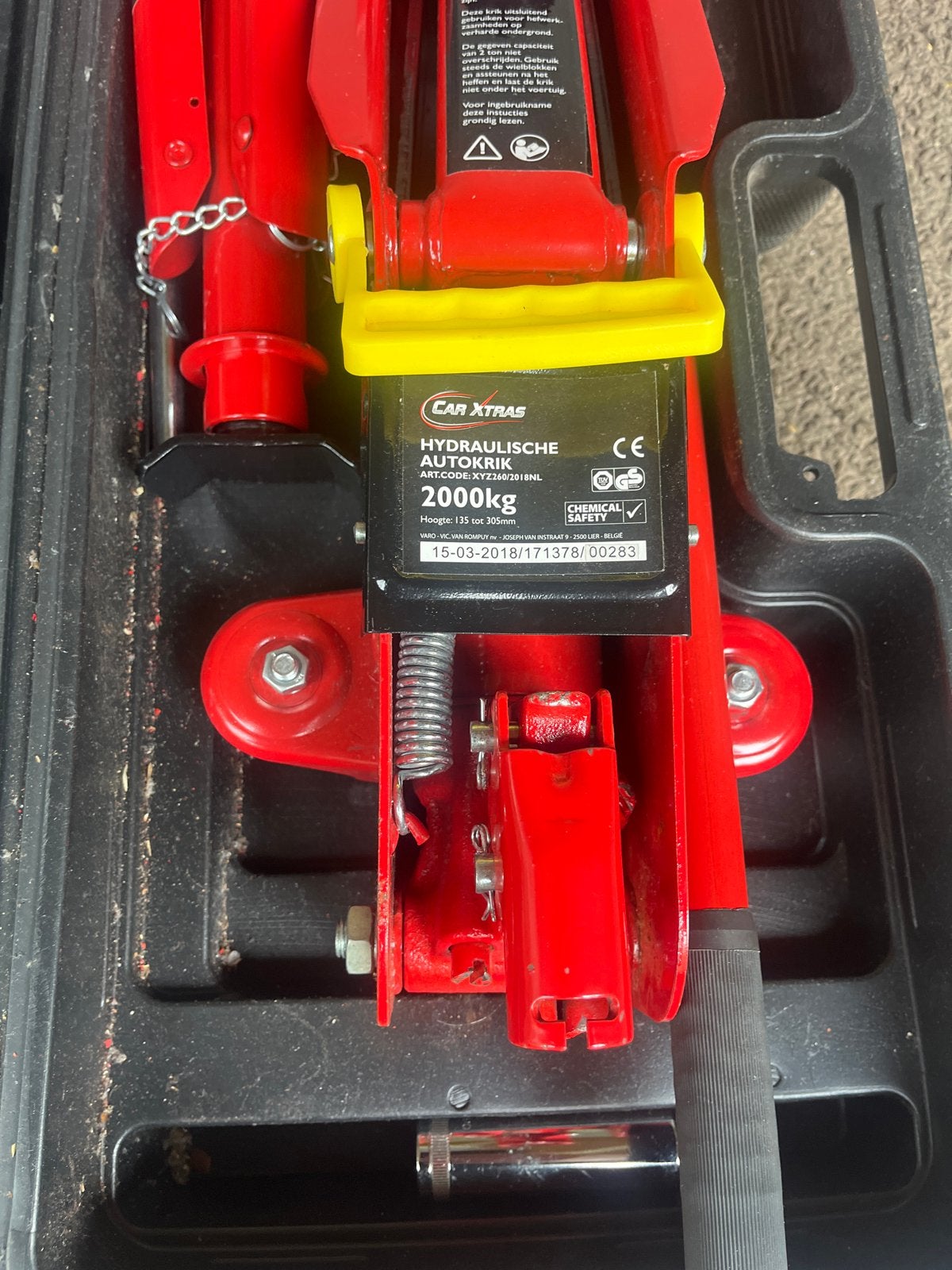 Hydraulische Autokrik 2000kg met assteun, Ophalen, Gebruikt, Hydraulisch, Garagekrik