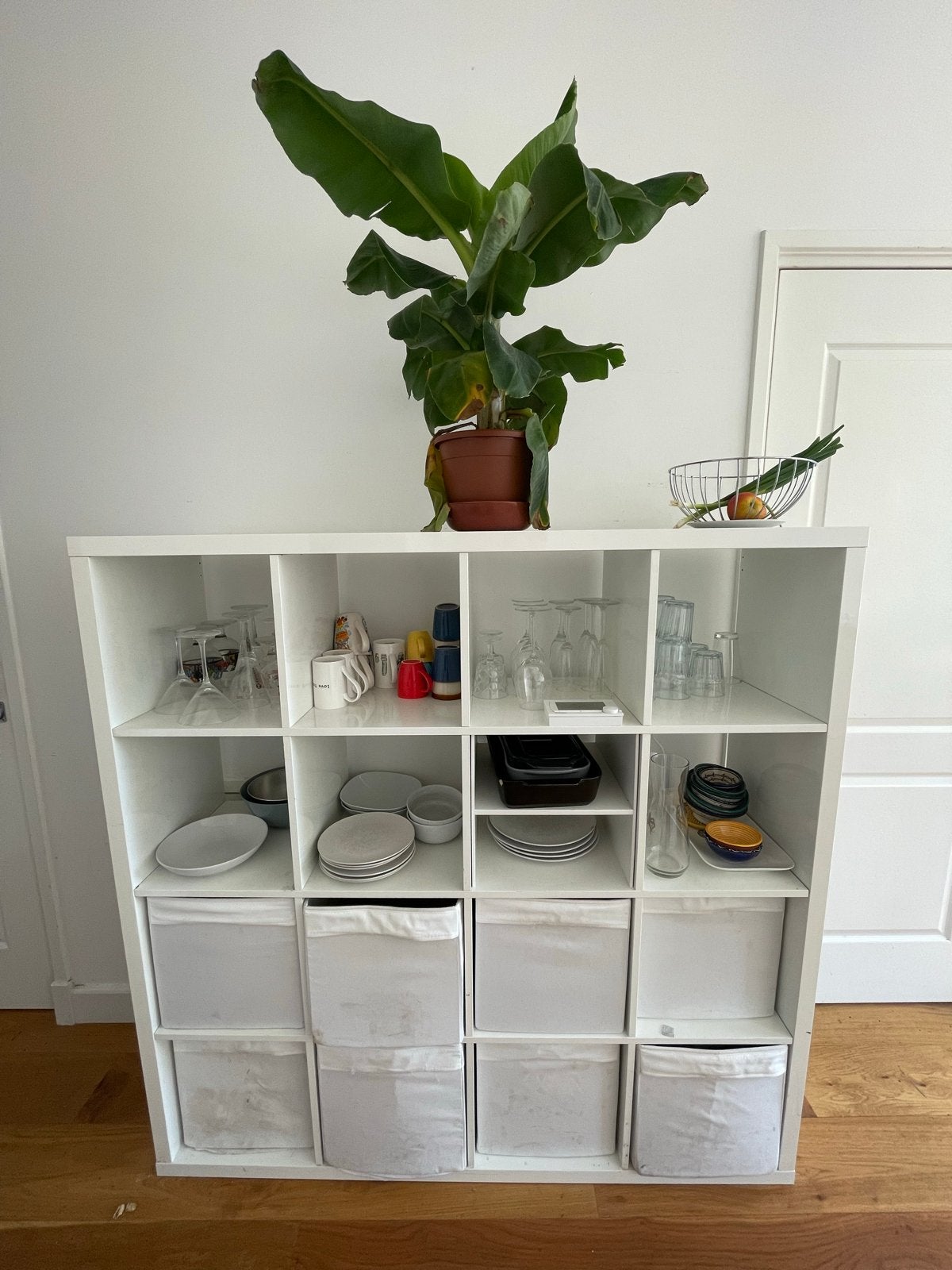 IKEA Kallax kast 147x147 met 8 Dröna opbergbakken, Huis en Inrichting, Ophalen, Gebruikt, 100 tot 150 cm, 25 tot 50 cm