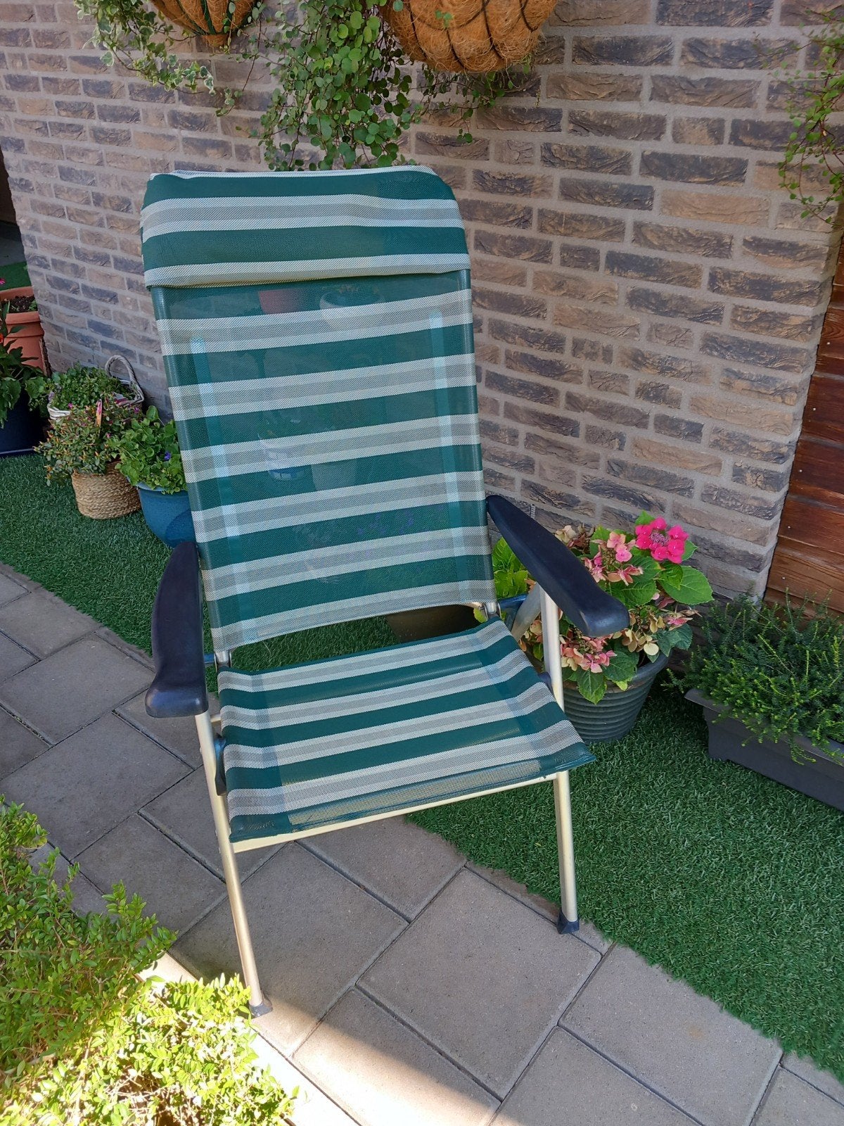 Lallemand stoelen zgan 2 stuks groen met hoofdsteun, Caravans en Kamperen, Ophalen, Zo goed als nieuw