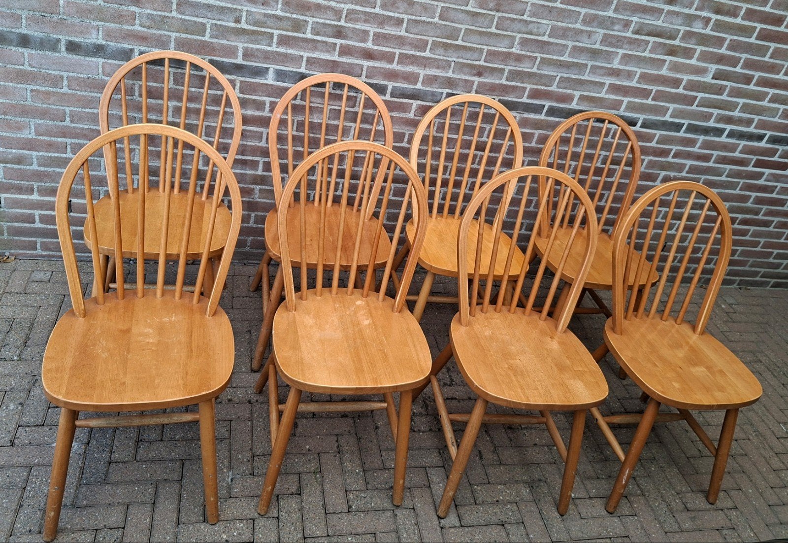 8x Windsor stoelen eetkamer, Ophalen, Bruin, Vijf, Zes of meer stoelen, Hout