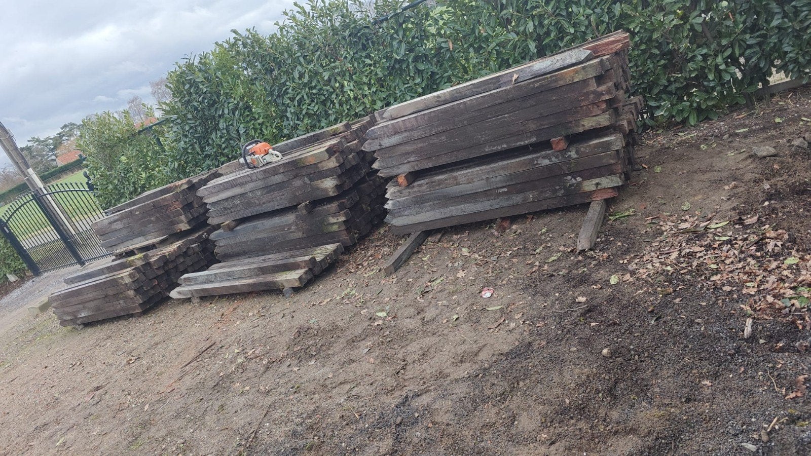 Palen hardhout, Ophalen, Gebruikt, Palen, Hardhout