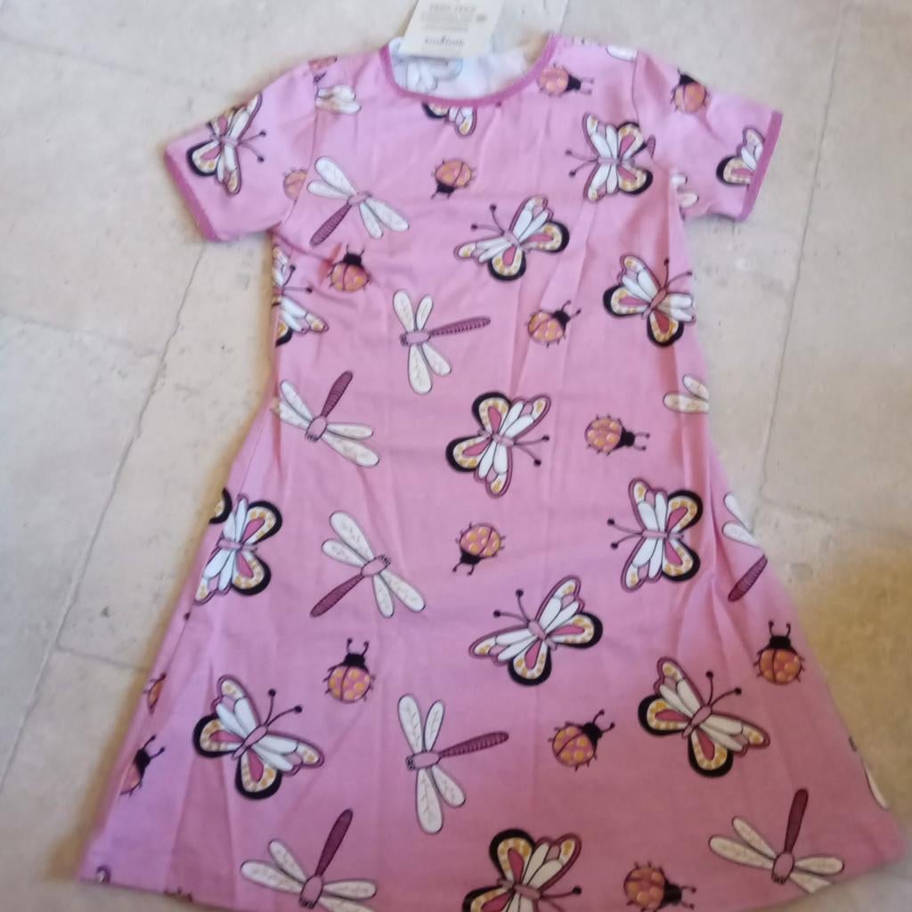 Nieuwe Småfolk jurk roze met vlinders en libellen, maat 104, Småfolk, Meisje, Nieuw, Ophalen of Verzenden