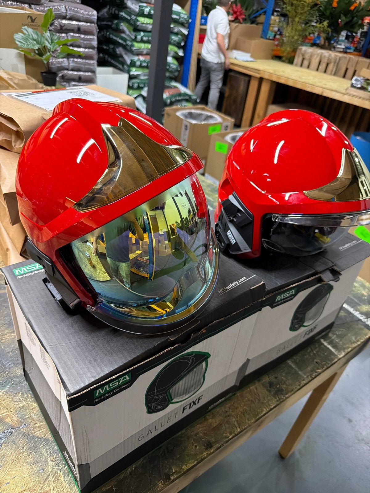 2x MSA Gallet F1XF brandweerhelm maat M- Nieuw in doos, Overige typen, Nieuw met kaartje, Overige merken, Heren