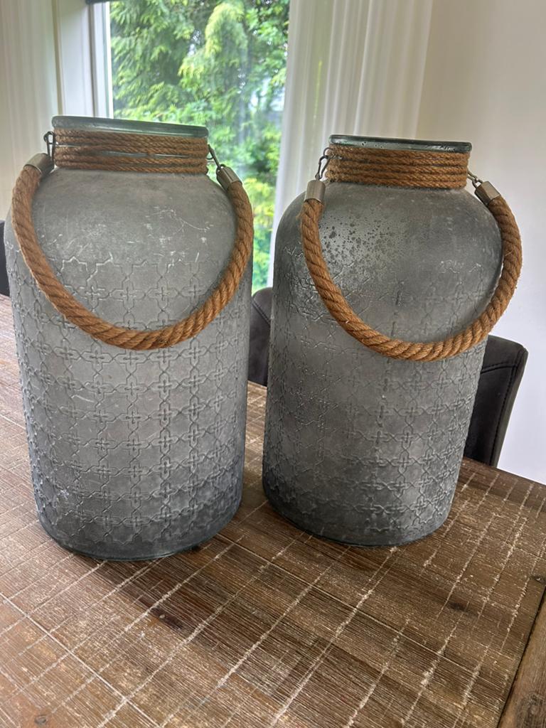Grote windlichten, Huis en Inrichting, Woonaccessoires | Vazen, Ophalen, Blauw, Minder dan 50 cm, Glas