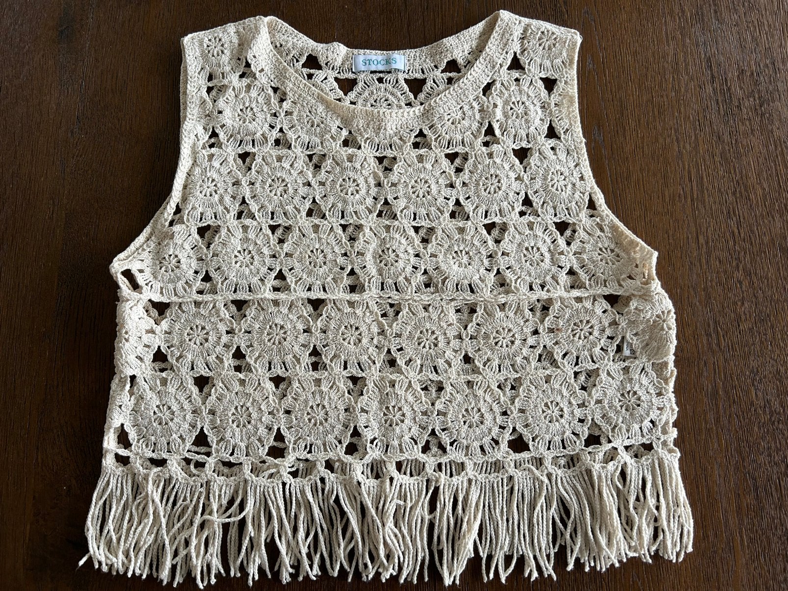 Crème beige gehaakt topje maat M, Maat 38/40 (M), Beige, Ophalen of Verzenden, Zo goed als nieuw