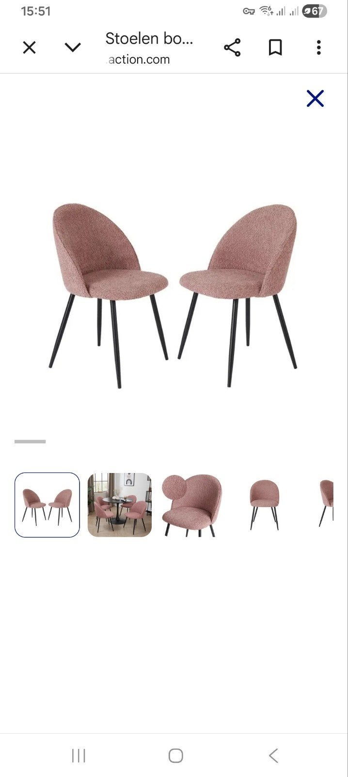 Set van 2 roze stoelen - Nieuw in doos, Ophalen
