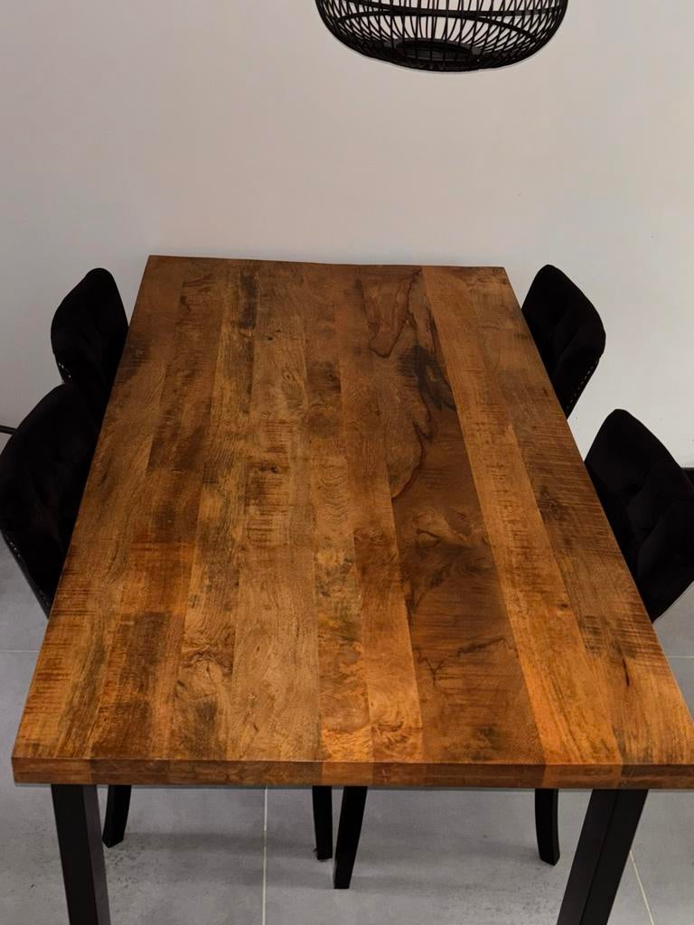 Mango houten eettafel 180x100, Ophalen, 50 tot 100 cm, Zo goed als nieuw, Vijf personen of meer