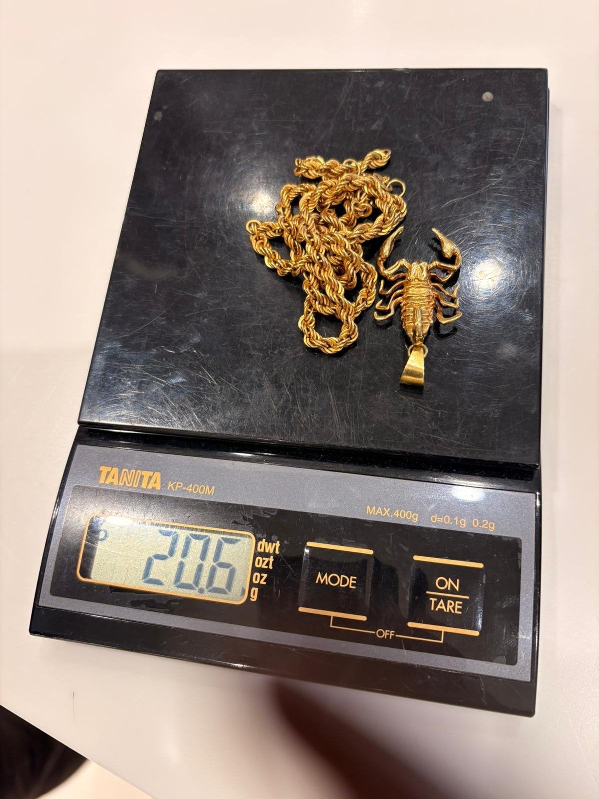 Gouden Koningsketting met Schorpioen Hanger - 20,6 gram, Sieraden, Tassen en Uiterlijk, Kettingen, Ophalen, Gebruikt, Goud, Met hanger