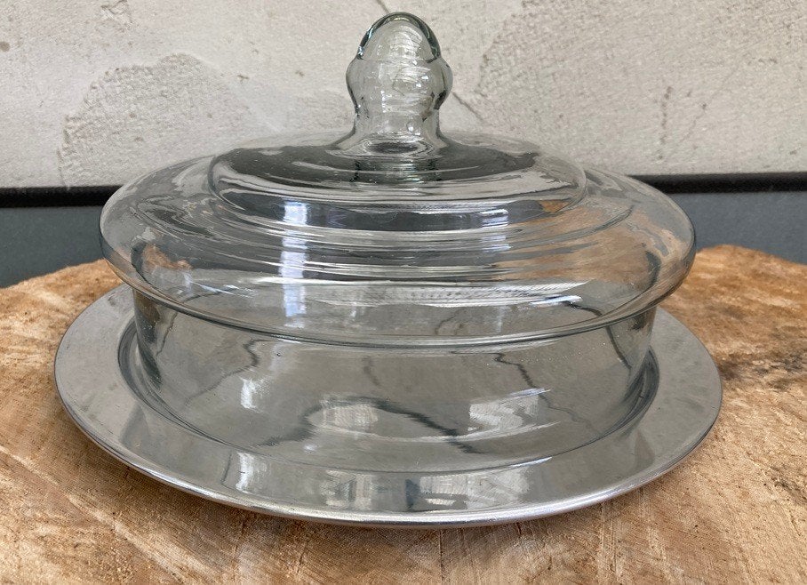Gebaksstolp - gebaksbord - glas met onderbord NIEUW, Glas of Glazen, -, -, Nieuw