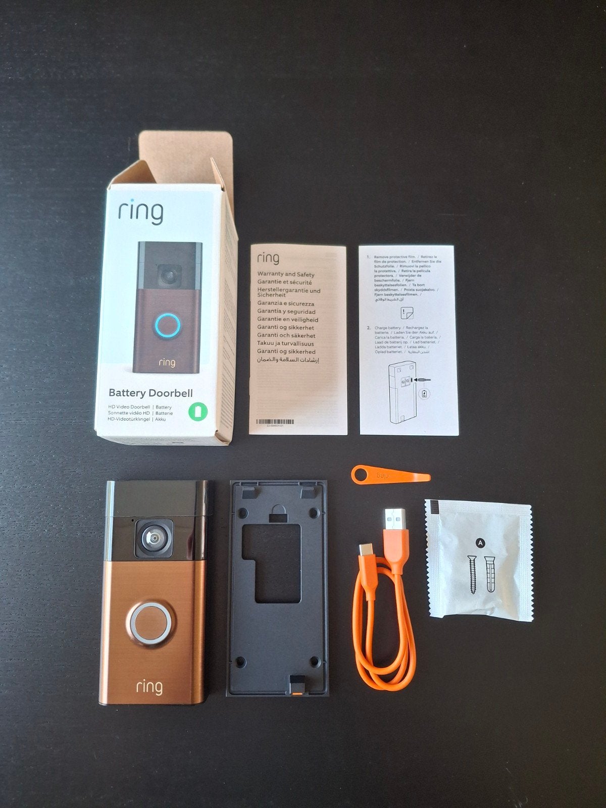 Ring video deurbel camera Brons, Ophalen of Verzenden, Bewegingsdetectiesensor, Zo goed als nieuw, Draadloos