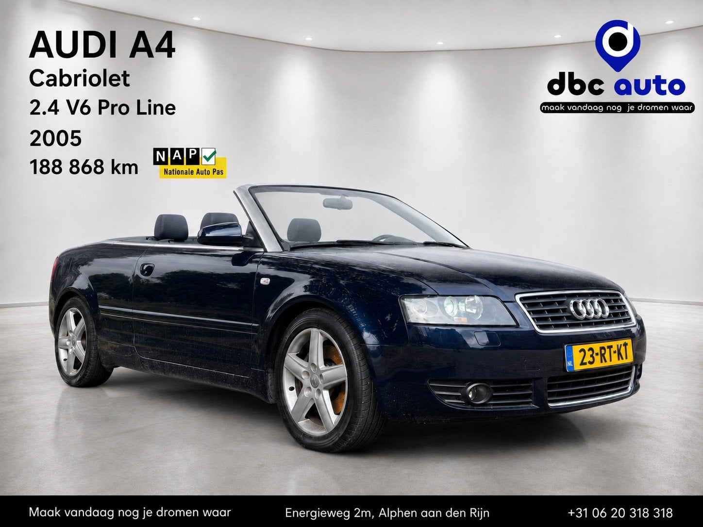 Audi A4 Cabriolet 2.4 V6 Pro Line AUT, AIRCO NEW APK, Gebruikt, Cabriolet, A4, Bedrijf