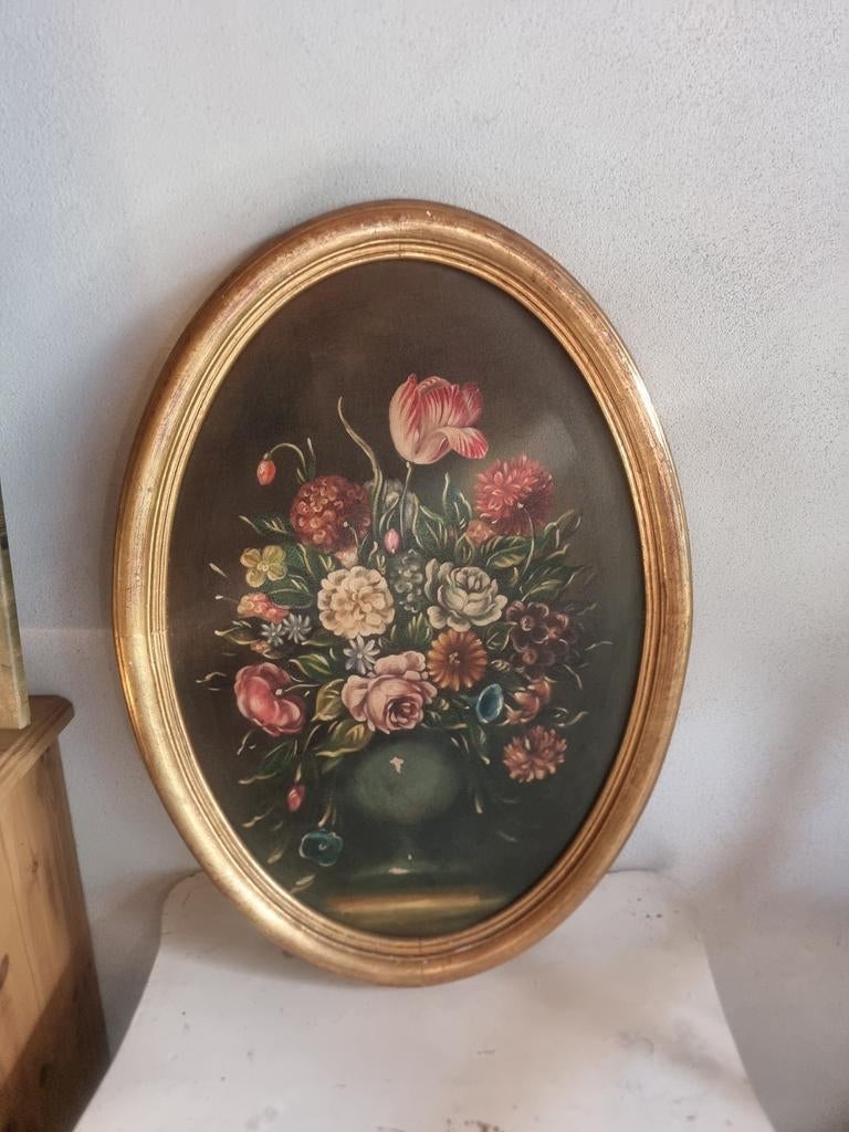Olieverf schilderij bloemen stilleven E94 * schapenweide, Ophalen