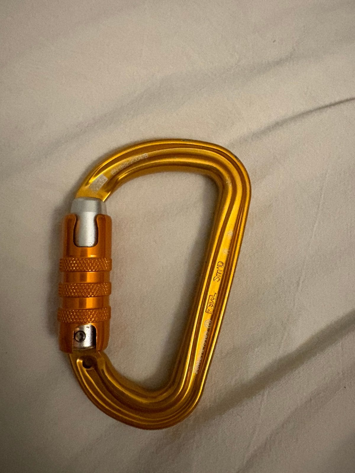 Petzl Sm'D Triact Lock Karabiner - Oranje, Sport en Fitness, Klimsport, Ophalen of Verzenden, Zo goed als nieuw, Klimsport-accessoire