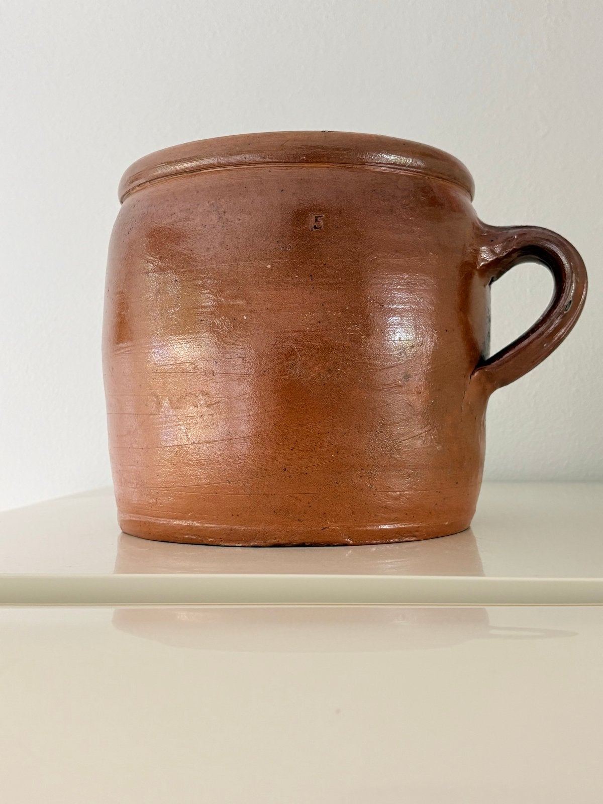 Oude Franse Grespot met cijfer 5 (5 Liter Inhoud), Ophalen of Verzenden