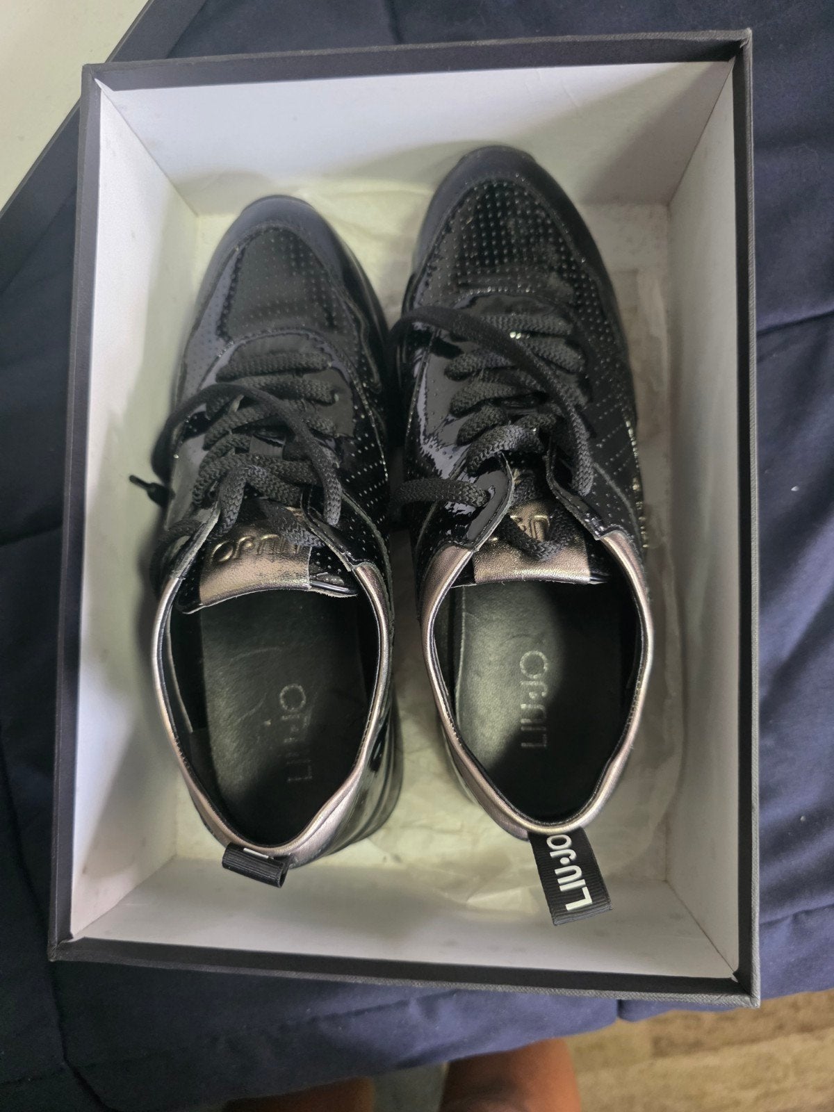 Liu Jo Milano Zwarte Lakleren Sneakers Maat 38, Zwart, Ophalen of Verzenden, Liu Jo Milano, Sneakers of Gympen