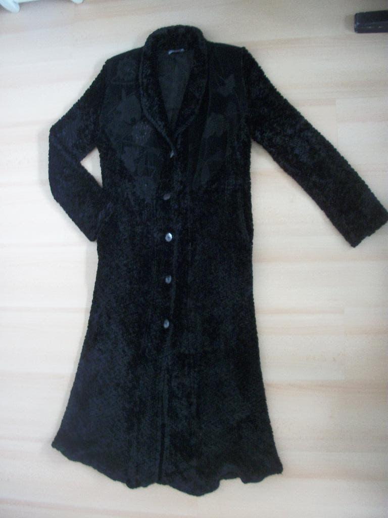Lange Blazer Enkel Jas - Zwart Fluweel - Ornavit - 38 - zgan, Maat 38/40 (M), Ornavit, Zwart, Nieuw