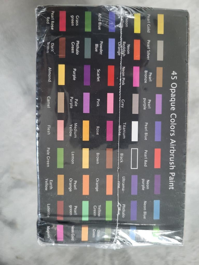 Airbrush Verf Set - 45 Kleuren & 3 Acryl Mediums, Hobby en Vrije tijd, Schilderen, Ophalen of Verzenden