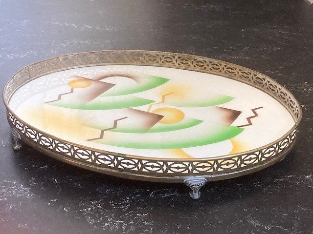 dienblad - art deco, Huis en Inrichting, Met opstaande rand, Ophalen of Verzenden, Zo goed als nieuw, Ovaal