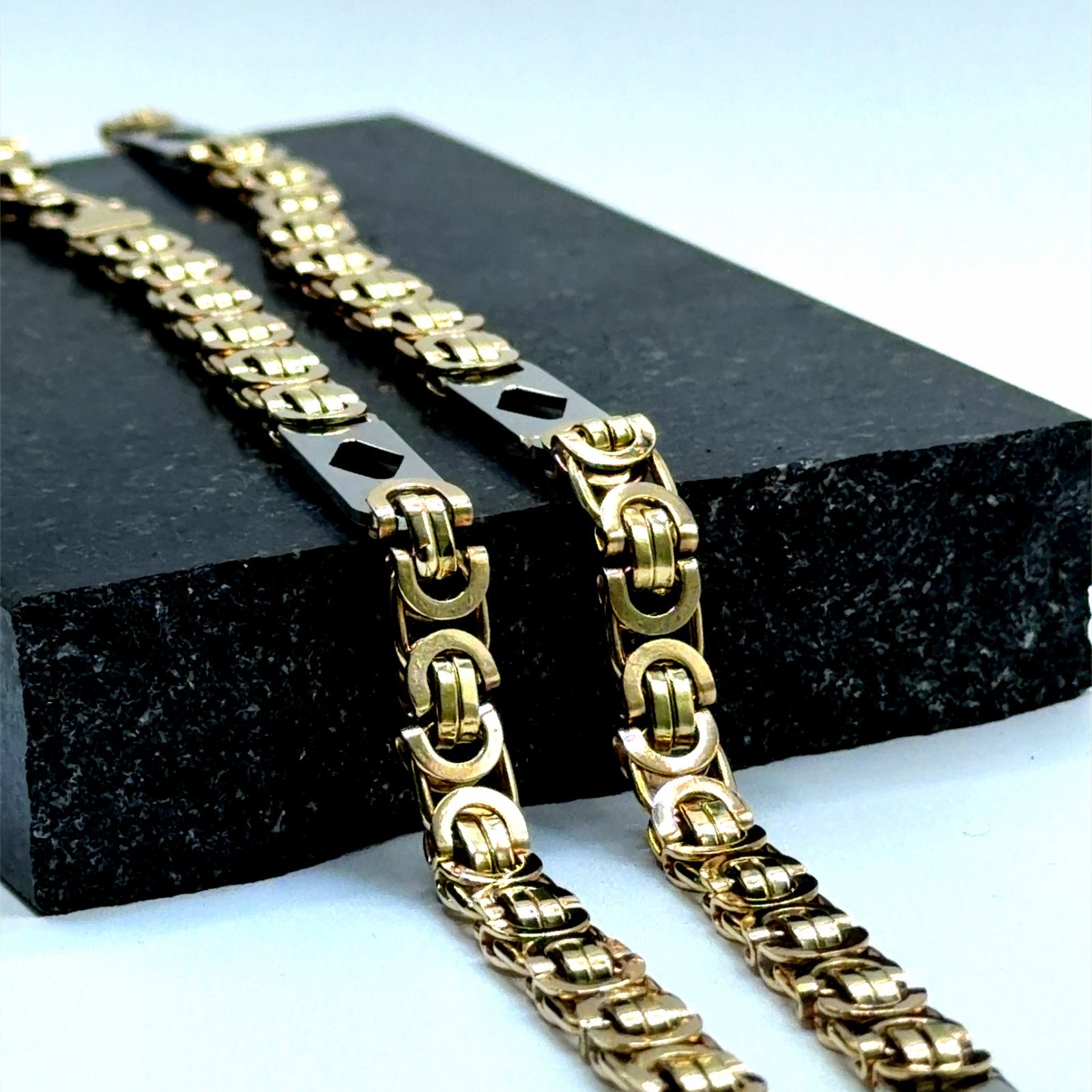 Gouden Byzantijnse schakelketting met witgouden accent, Sieraden, Tassen en Uiterlijk, W, Nieuw, Ophalen of Verzenden, W