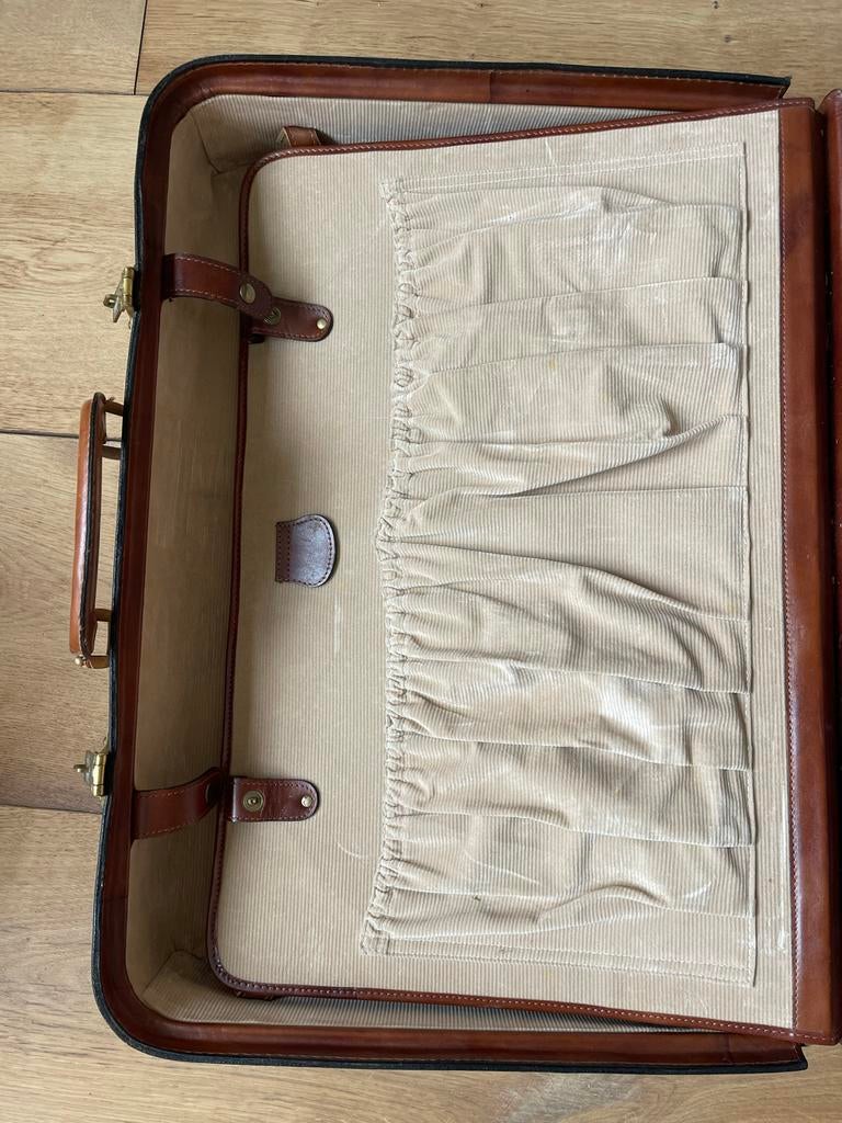 Vintage Leren Koffer, Ophalen, Gebruikt, Leer, Slot