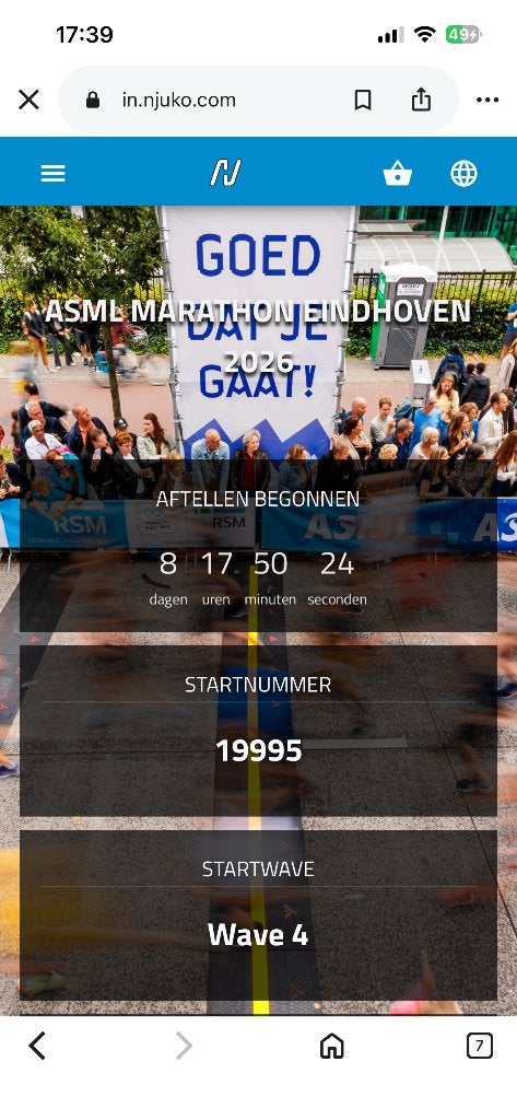 Startbewijs ASML Halve Marathon Eindhoven, Eén persoon, Oktober
