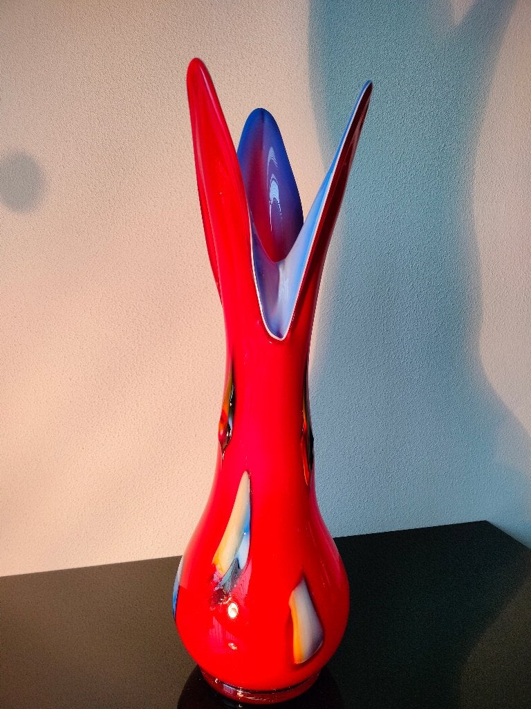 Frankrijk Darius Zarrin Stijl Vaas Rood Art Vintage 1980, Antiek en Kunst, Ophalen of Verzenden