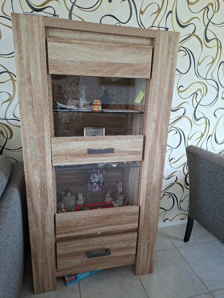 VitrineKast, Ophalen, Eikenhout, 50 tot 100 cm, Zo goed als nieuw