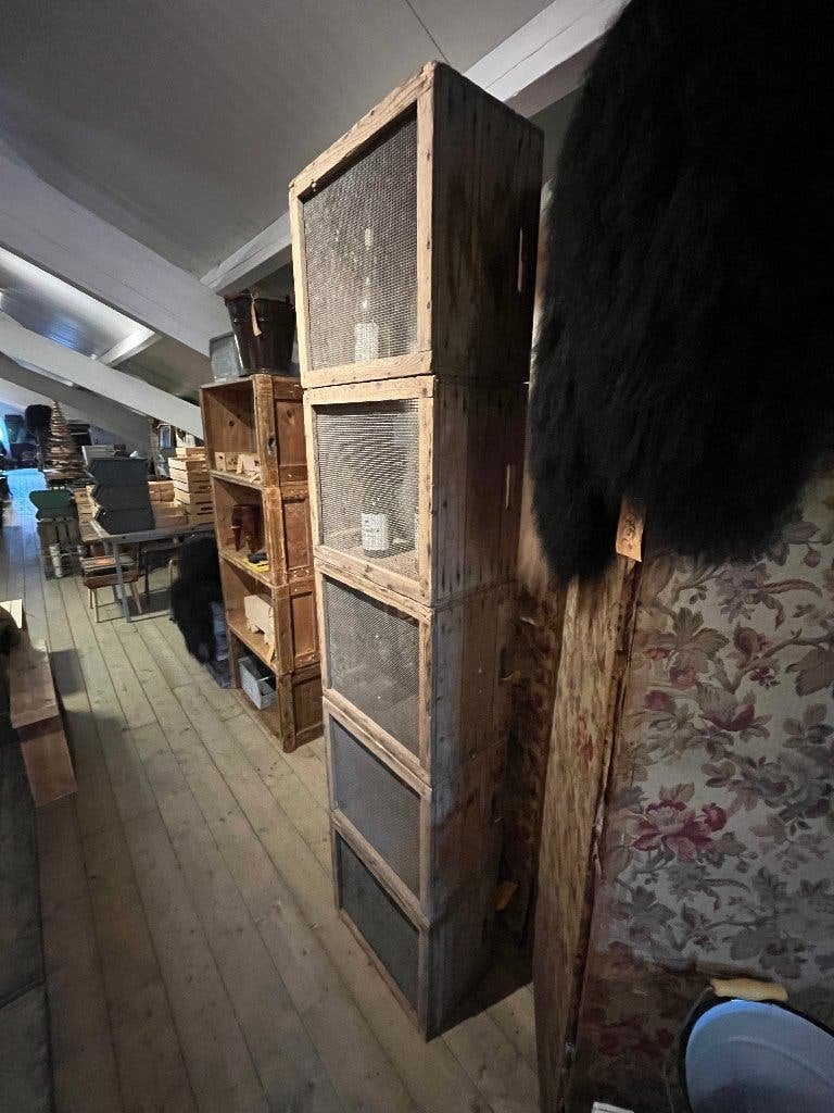 Kisten met bodem van gaas voor in wijn winkel , kast etc., Ophalen