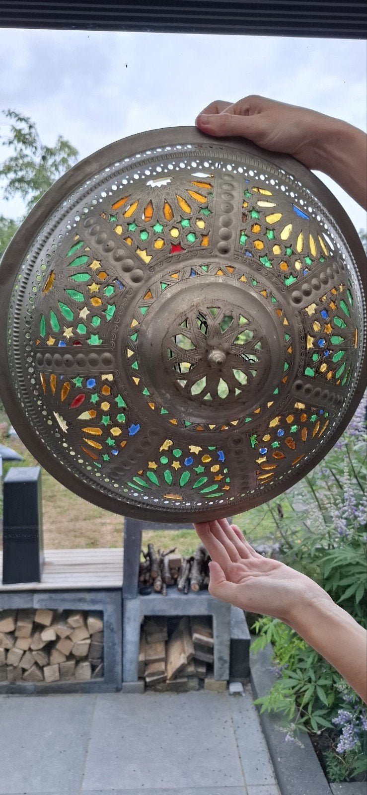 Mooie Oosterse Marokkaanse Plafonnière (Ø 43 cm), Ophalen, Glas