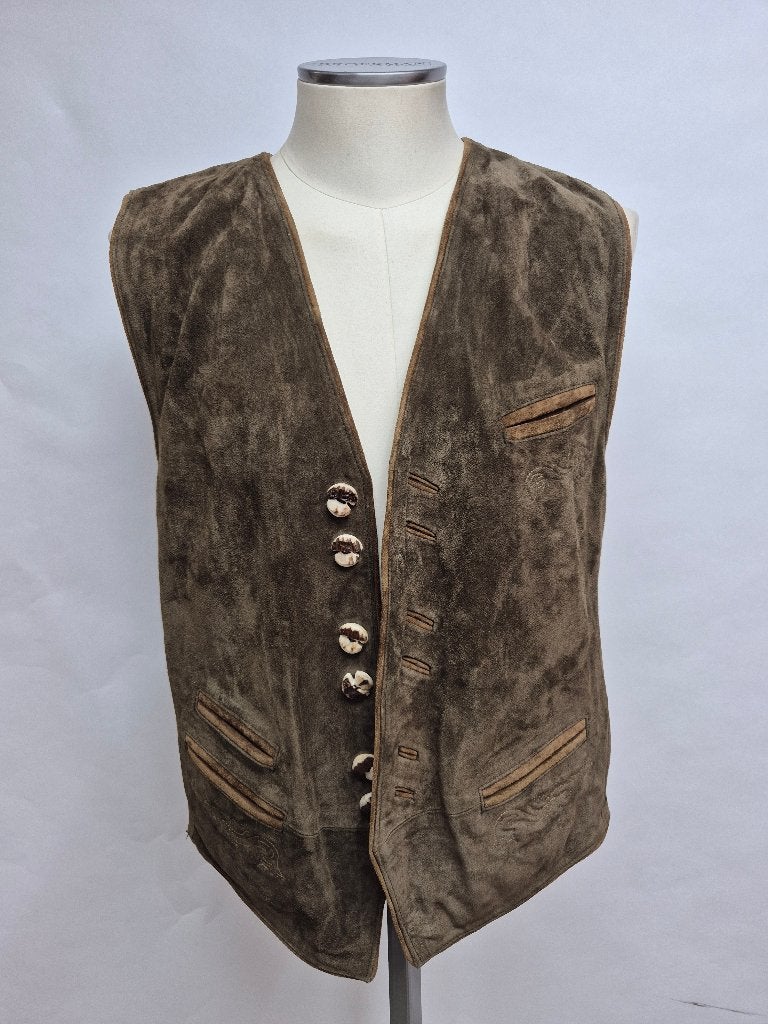 Leren vest jager Oktoberfeest Trachten, maat 52, Kleding | Heren, Maat 52/54 (L), Ophalen of Verzenden, Overige thema's, Kleding