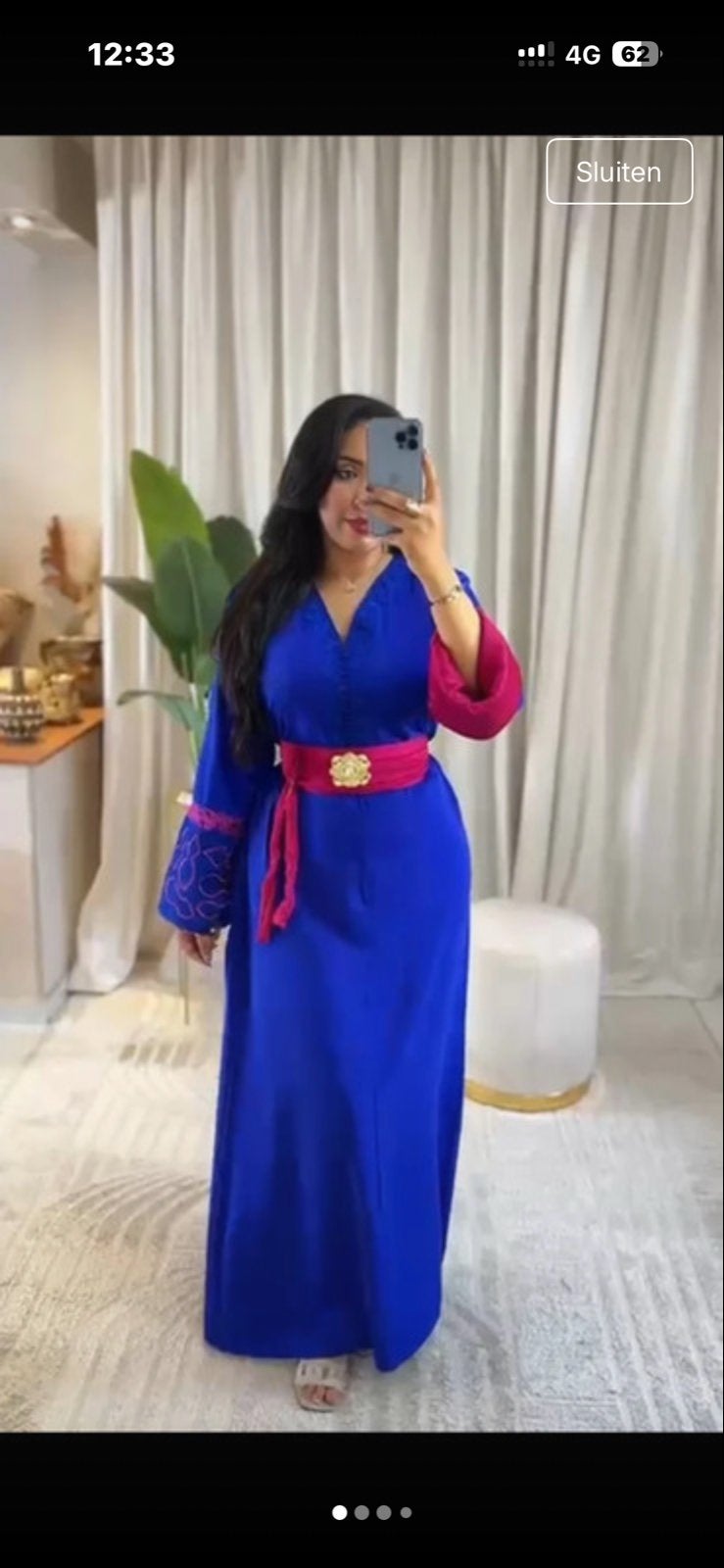 Nieuwe caftan met riem voor speciale gelegenheden, Maat 38/40 (M), Overige typen, Blauw, Nieuw