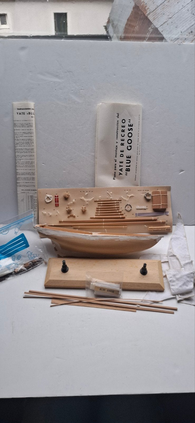 Vintage Modelbouw Kit "Blue Goose" Zeiljacht - Ongebouwd, Overige merken, Onbekend, Made in Spain, Gebruikt, Binar
