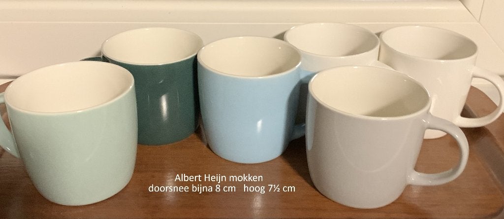 mokken, AH Albert Heijn, 2× groen, 2× wit, grijs en blauw, Ophalen of Verzenden, Zo goed als nieuw, Albert Heijn, Overige stijlen