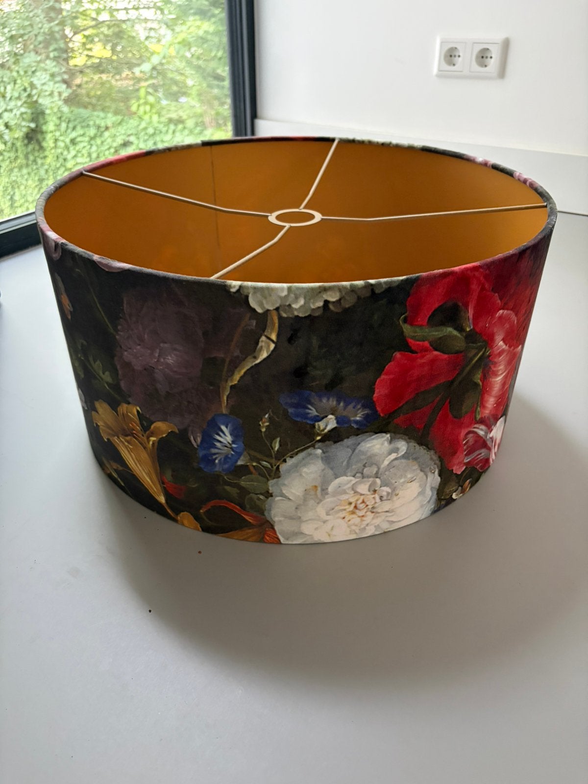 Velours lampenkap bloemen, Ophalen, Rond, 25 cm, Zo goed als nieuw