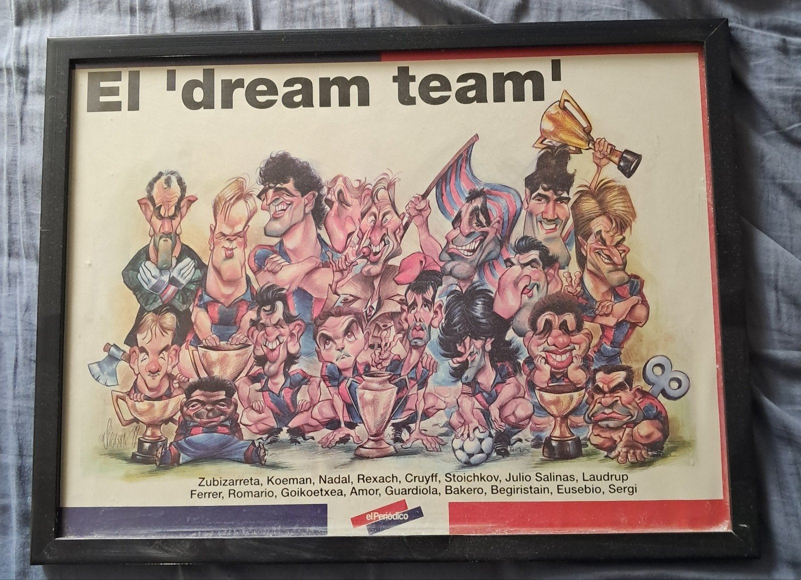 El 'dream team' FC Barcelona poster - ingelijst, Ophalen of Verzenden, Gebruikt, Buitenlandse clubs