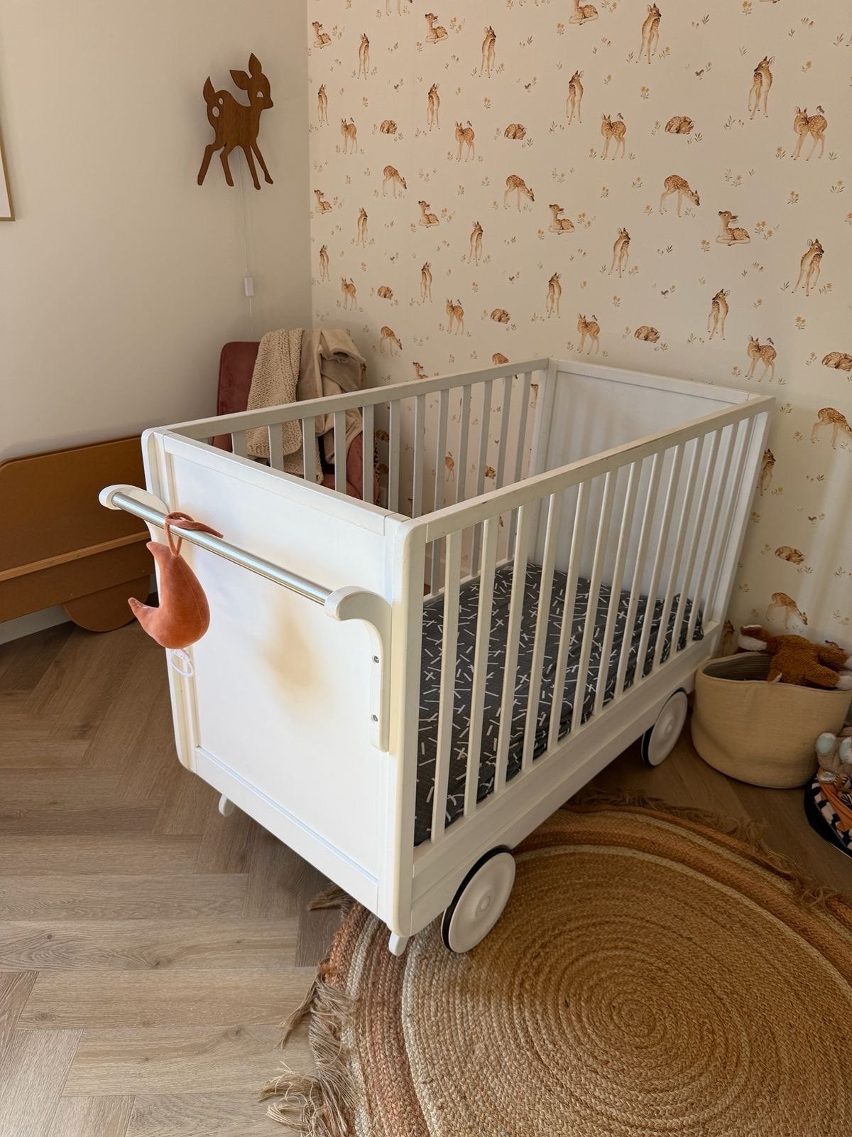 Laurette Ledikant Lit Roulette Wit - Babybed op wielen, Ophalen, Gebruikt, Ledikant