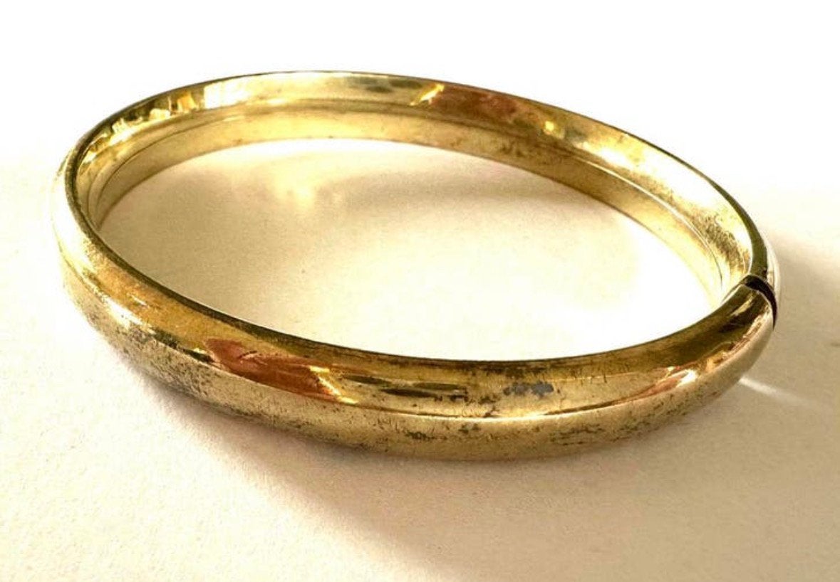 Zilveren vergulde vintage slaven armband, Sieraden, Tassen en Uiterlijk, Verzenden, Zilver, Armband, Verguld