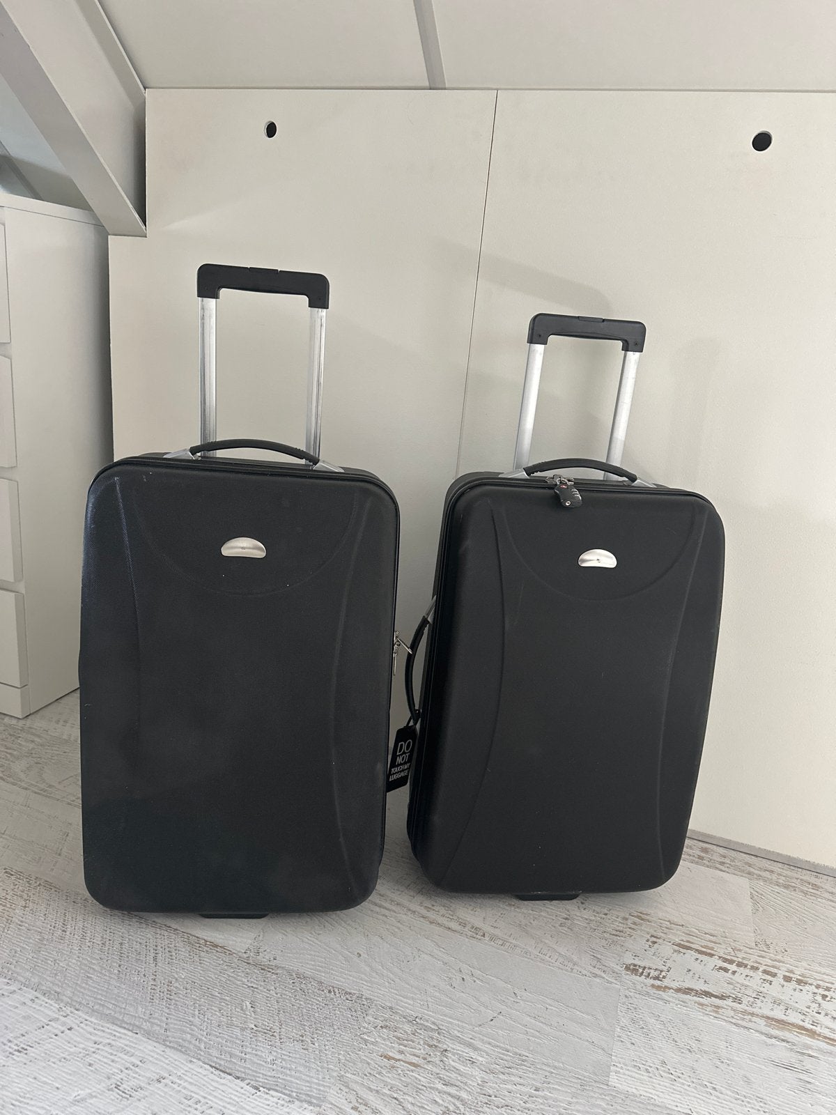 Set van 2 zwarte koffers met wieltjes en uitschuifbare handg, Ophalen, 40 tot 60 cm, Gebruikt, 20 tot 30 cm