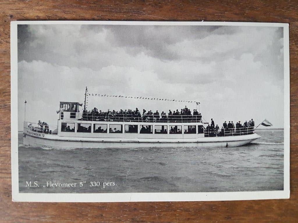 Ansichtkaart Boot " Flevomeer 5 " Lelystad => Harderwijk, Verzenden, 1940 tot 1960, Ongelopen, Gelderland