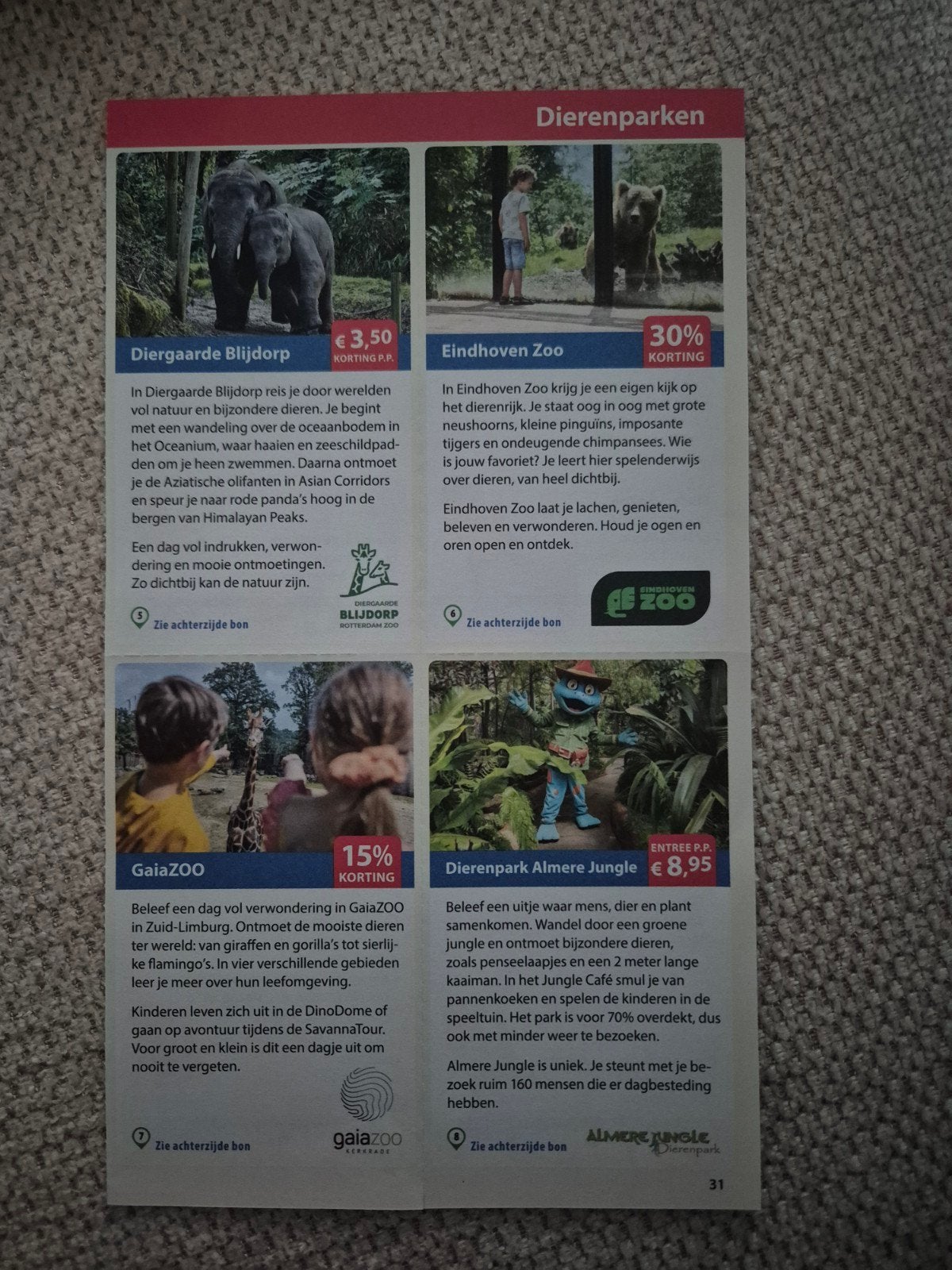 diergaarde, Eindhoven ZOO, GaiaZoo, Dierenpark Almere, Drie personen of meer, Ticket of Toegangskaart