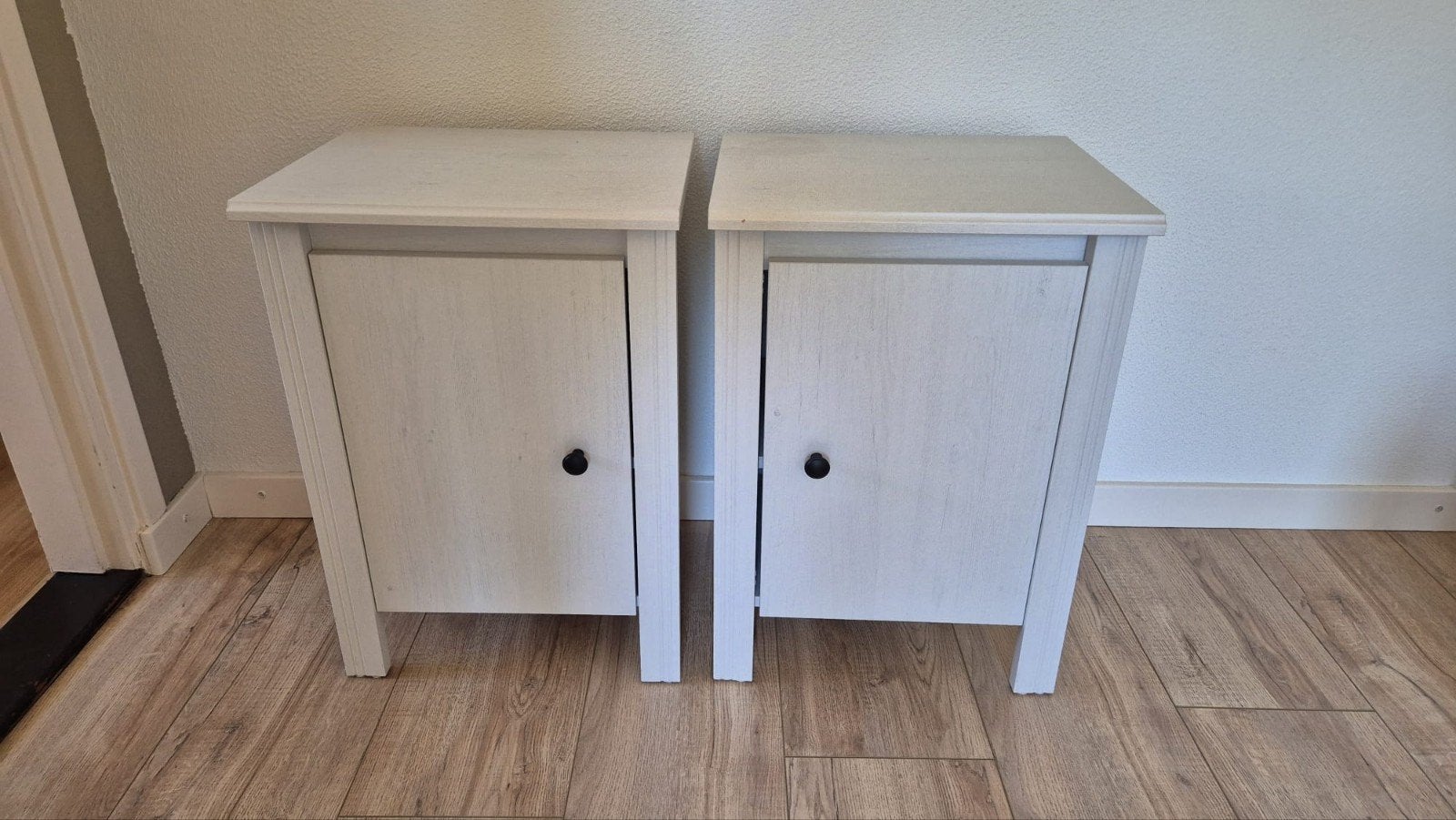 Set van 2 houten nachtkastjes, Ophalen, Gebruikt, Minder dan 45 cm, 55 tot 70 cm