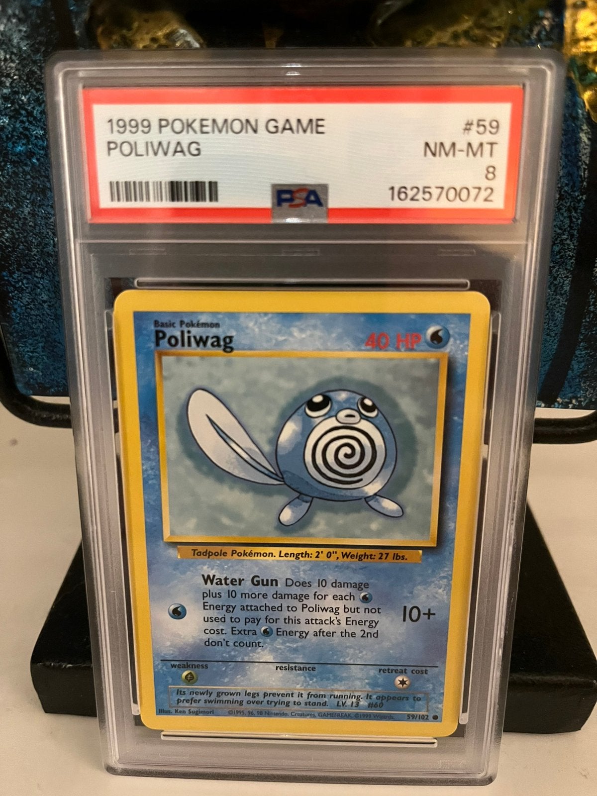 Poliwag PSA 8 | Pokemon Base Set 1999, Ophalen of Verzenden, Zo goed als nieuw, Losse kaart