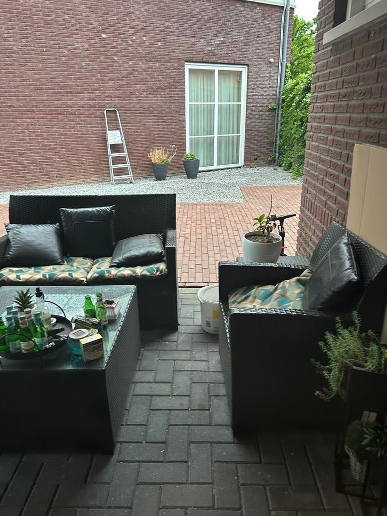Wicker Tuinset met bank, stoel en tafel, Tuin en Terras, Ophalen, Gebruikt, 3 zitplaatsen, Wicker